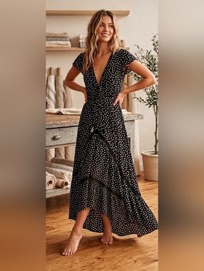 Beyond the Radar | Polka Dot High-Low Boho Maxi Dress - XL